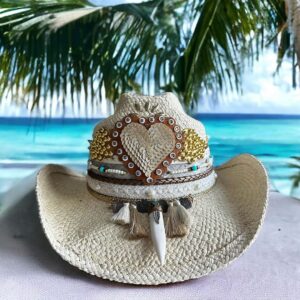 decorated hat, hats decorated in Colombia, personalized hats made from iraca palm, handmade hats with embroidery, test1234, Amar Cowboy Hat In Natural Color