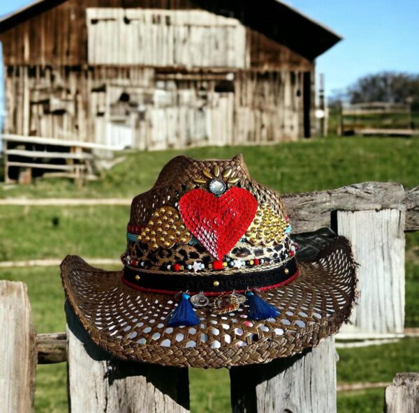 decorated hat, hats decorated in Colombia, personalized hats made from iraca palm, handmade hats with embroidery, test1234, Brown Openwork Amour Hat