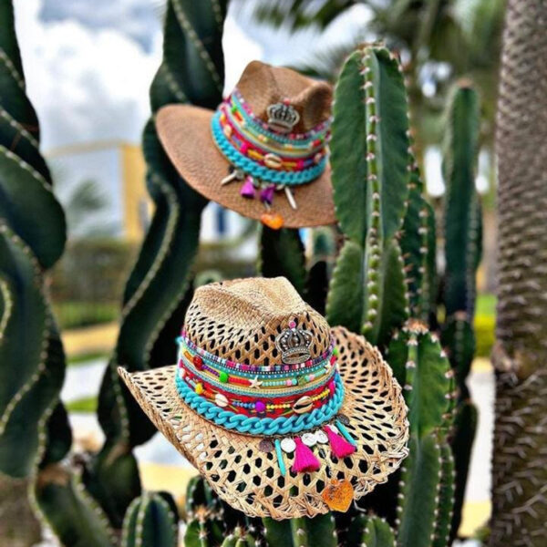 decorated hat, hats decorated in Colombia, personalized hats made from iraca palm, handmade hats with embroidery, test1234, Brown Openwork Queen Hat