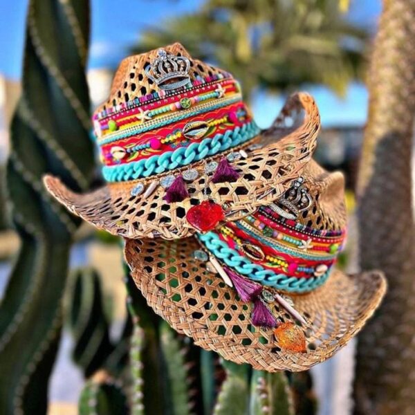 decorated hat, hats decorated in Colombia, personalized hats made from iraca palm, handmade hats with embroidery, test1234, Brown Openwork Queen Hat