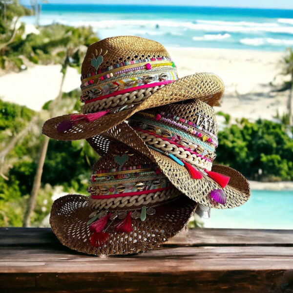 decorated hat, hats decorated in Colombia, personalized hats made from iraca palm, handmade hats with embroidery, test1234, Brown Openwork Rose Hat