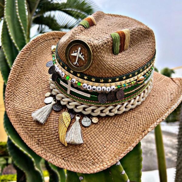 decorated hat, hats decorated in Colombia, personalized hats made from iraca palm, handmade hats with embroidery, test1234, Decorated Cowboy Hat