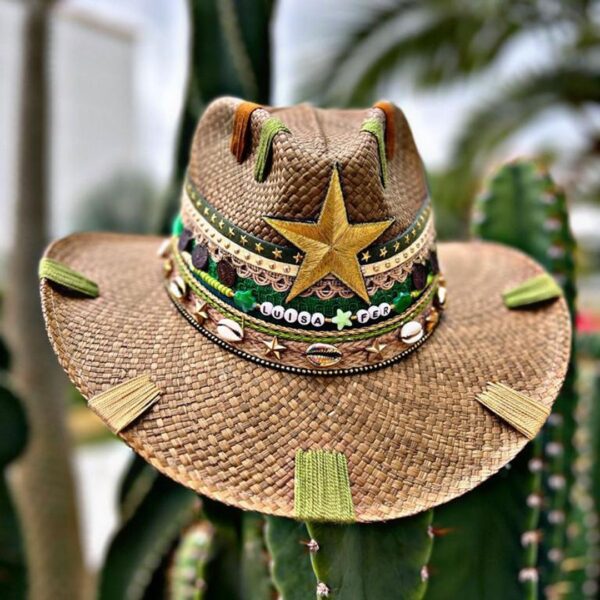 decorated hat, hats decorated in Colombia, personalized hats made from iraca palm, handmade hats with embroidery, test1234, Decorated Indiana Hat