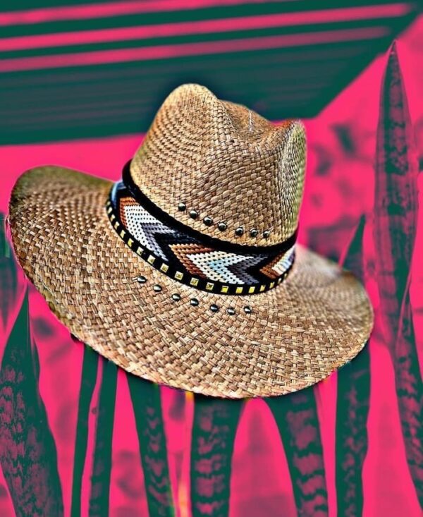 decorated hat, hats decorated in Colombia, personalized hats made from iraca palm, handmade hats with embroidery, test1234, Decorated Indiana Hat For Women