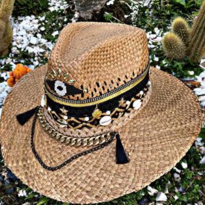decorated hat, hats decorated in Colombia, personalized hats made from iraca palm, handmade hats with embroidery, test1234, Decorated Indiana Hat For Women
