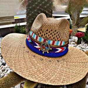 decorated hat, hats decorated in Colombia, personalized hats made from iraca palm, handmade hats with embroidery, test1234, Decorated Indiana Hat For Women