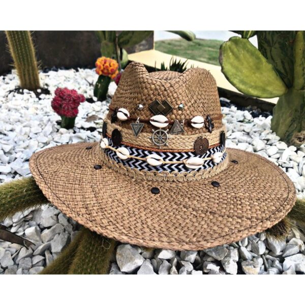 decorated hat, hats decorated in Colombia, personalized hats made from iraca palm, handmade hats with embroidery, test1234, Decorated Indiana Hat For Women