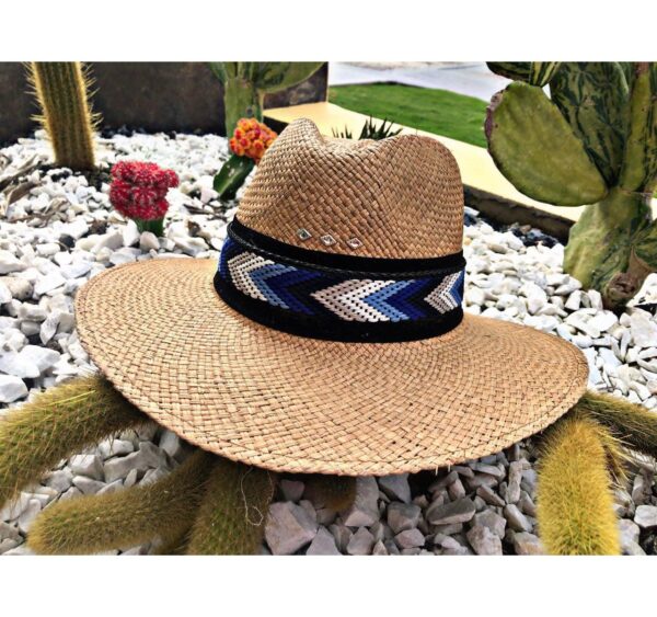 decorated hat, hats decorated in Colombia, personalized hats made from iraca palm, handmade hats with embroidery, test1234, Decorated Indiana Hat For Women