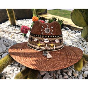 decorated hat, hats decorated in Colombia, personalized hats made from iraca palm, handmade hats with embroidery, test1234, Decorated Indiana Hat For Women
