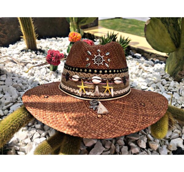 decorated hat, hats decorated in Colombia, personalized hats made from iraca palm, handmade hats with embroidery, test1234, Decorated Indiana Hat For Women