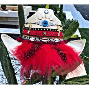 decorated hat, hats decorated in Colombia, personalized hats made from iraca palm, handmade hats with embroidery, test1234, Decorated Indiana Hat For Women