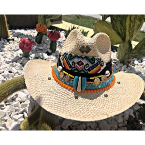 decorated hat, hats decorated in Colombia, personalized hats made from iraca palm, handmade hats with embroidery, test1234, Decorated Indiana Hat For Women