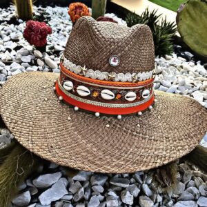 decorated hat, hats decorated in Colombia, personalized hats made from iraca palm, handmade hats with embroidery, test1234, Decorated Indiana Hat For Women