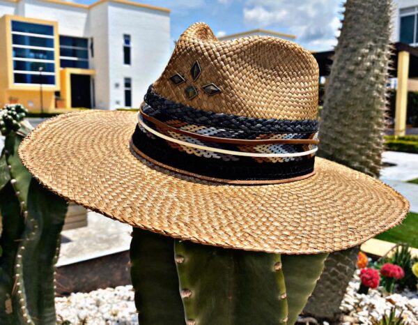 decorated hat, hats decorated in Colombia, personalized hats made from iraca palm, handmade hats with embroidery, test1234, Decorated Indiana Hat For Women