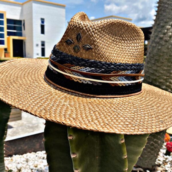 Decorated Indiana Hat For Women decorated hat, hats decorated in Colombia, personalized hats made from iraca palm, handmade hats with embroidery, test1234, Decorated Indiana Hat For Women