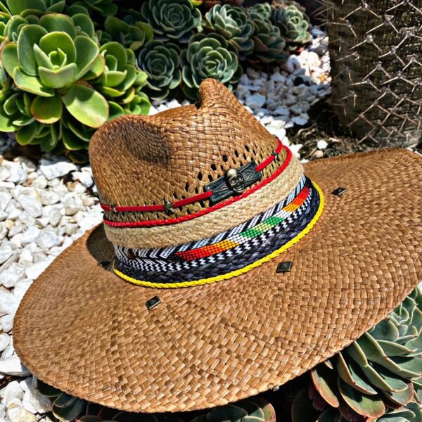 decorated hat, hats decorated in Colombia, personalized hats made from iraca palm, handmade hats with embroidery, test1234, Decorated Indiana Hat For Women