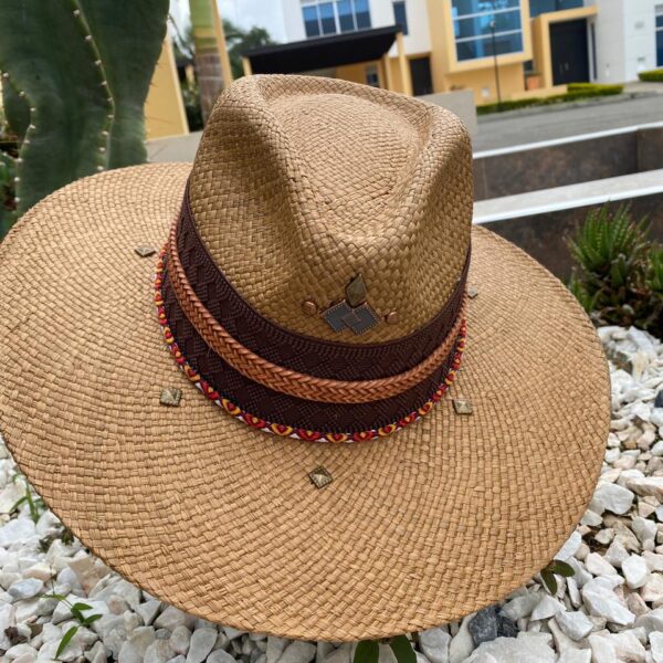 Decorated Indiana Hat For Women decorated hat, hats decorated in Colombia, personalized hats made from iraca palm, handmade hats with embroidery, test1234, Decorated Indiana Hat For Women
