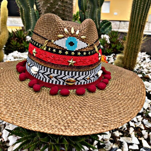 Decorated Indiana Hat For Women decorated hat, hats decorated in Colombia, personalized hats made from iraca palm, handmade hats with embroidery, test1234, Decorated Indiana Hat For Women