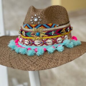 decorated hat, hats decorated in Colombia, personalized hats made from iraca palm, handmade hats with embroidery, test1234, Decorated Indiana Hat For Women