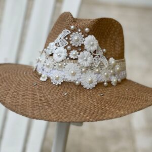 decorated hat, hats decorated in Colombia, personalized hats made from iraca palm, handmade hats with embroidery, test1234, Decorated Indiana Hat For Women