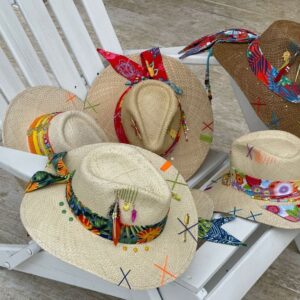 decorated hat, hats decorated in Colombia, personalized hats made from iraca palm, handmade hats with embroidery, test1234, Decorated Indiana Hat For Women