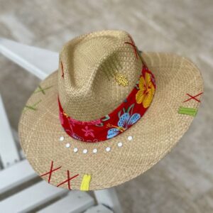 decorated hat, hats decorated in Colombia, personalized hats made from iraca palm, handmade hats with embroidery, test1234, Decorated Indiana Hat For Women