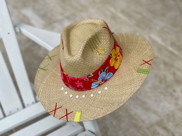 decorated hat, hats decorated in Colombia, personalized hats made from iraca palm, handmade hats with embroidery, test1234, Decorated Indiana Hat For Women