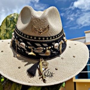 decorated hat, hats decorated in Colombia, personalized hats made from iraca palm, handmade hats with embroidery, test1234, Decorated Indiana Hat For Women