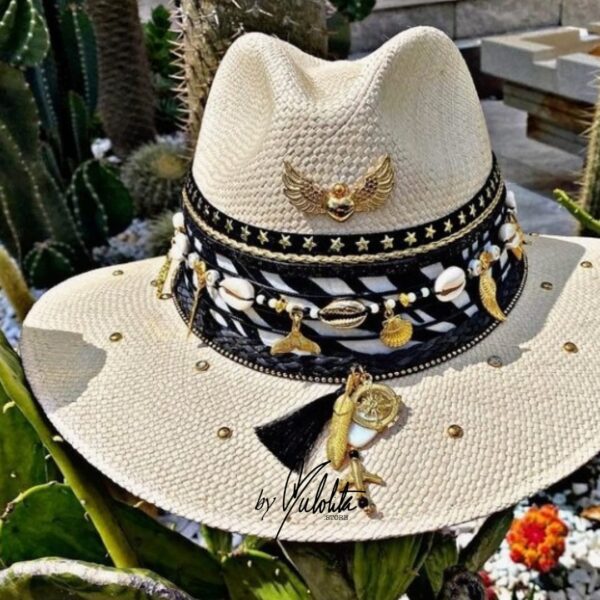 decorated hat, hats decorated in Colombia, personalized hats made from iraca palm, handmade hats with embroidery, test1234, Decorated Indiana Hat For Women