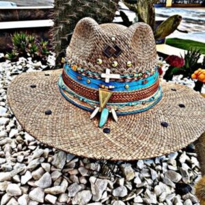 decorated hat, hats decorated in Colombia, personalized hats made from iraca palm, handmade hats with embroidery, test1234, Decorated Indiana Hat For Women