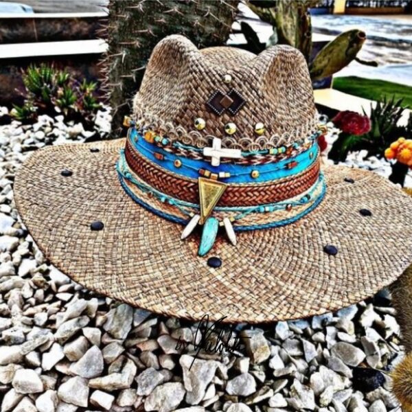 decorated hat, hats decorated in Colombia, personalized hats made from iraca palm, handmade hats with embroidery, test1234, Decorated Indiana Hat For Women