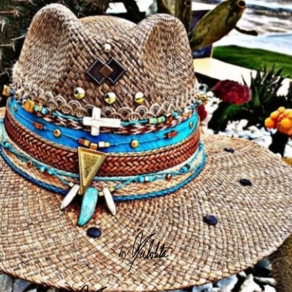 decorated hat, hats decorated in Colombia, personalized hats made from iraca palm, handmade hats with embroidery, test1234, Decorated Indiana Hat For Women