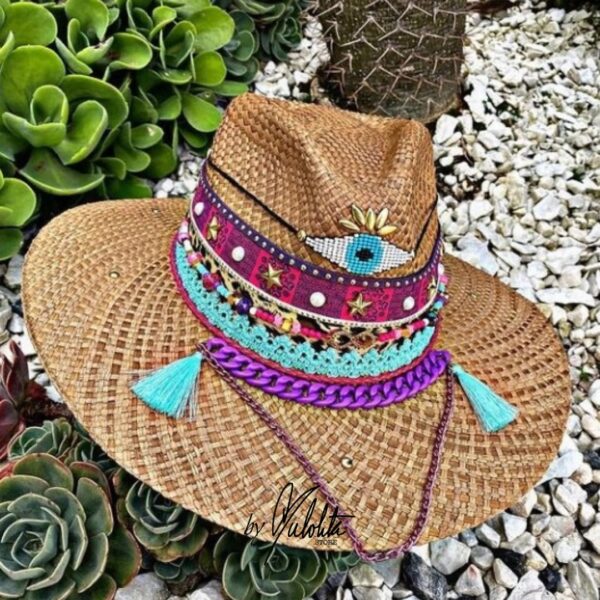 decorated hat, hats decorated in Colombia, personalized hats made from iraca palm, handmade hats with embroidery, test1234, Decorated Indiana Hat For Women