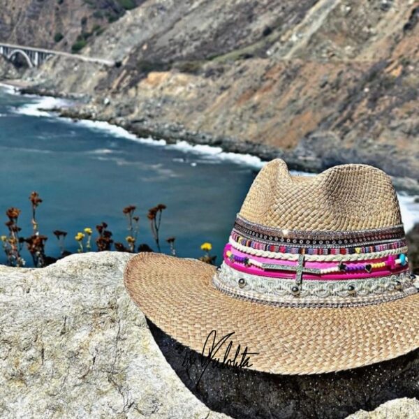 decorated hat, hats decorated in Colombia, personalized hats made from iraca palm, handmade hats with embroidery, test1234, Decorated Indiana Hat For Women