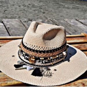decorated hat, hats decorated in Colombia, personalized hats made from iraca palm, handmade hats with embroidery, test1234, Decorated Indiana Hat For Women