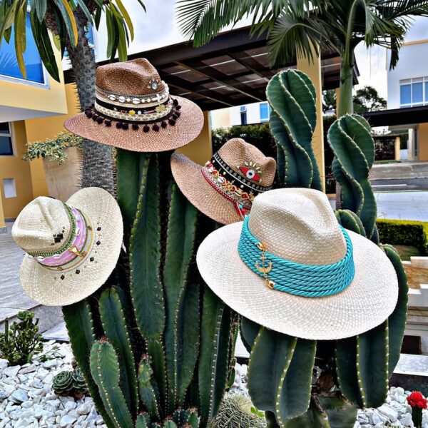 decorated hat, hats decorated in Colombia, personalized hats made from iraca palm, handmade hats with embroidery, test1234, Decorated Indiana Hat For Women