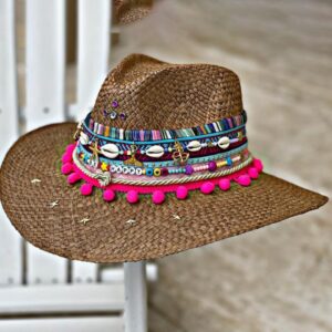 decorated hat, hats decorated in Colombia, personalized hats made from iraca palm, handmade hats with embroidery, test1234, Decorated Indiana Hat For Women
