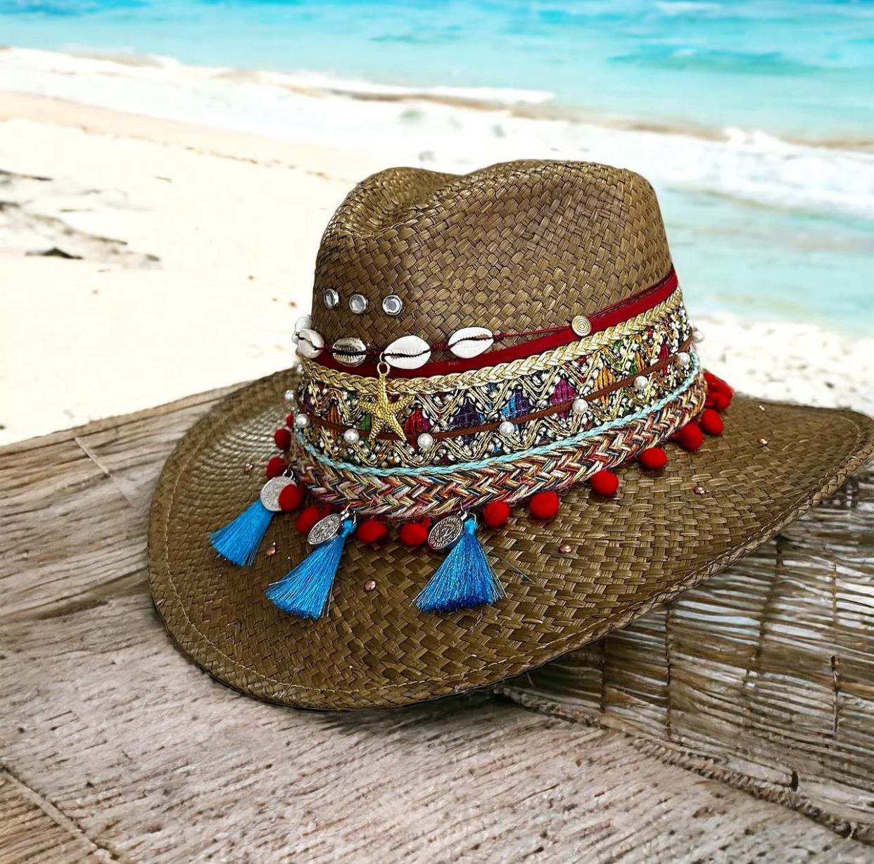 Decorated Natural Brown Morocco Indiana Hat