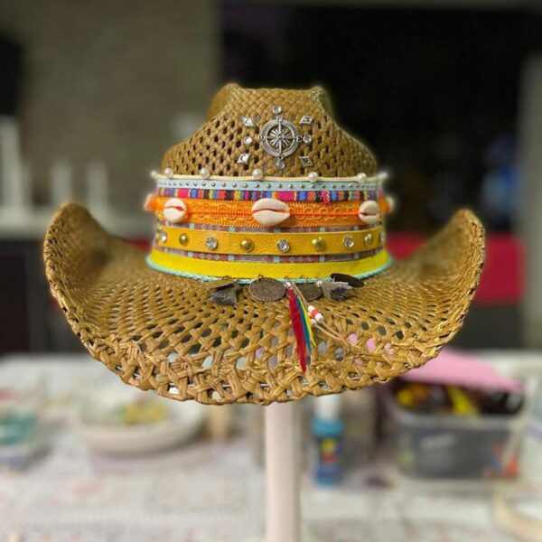 decorated hat, hats decorated in Colombia, personalized hats made from iraca palm, handmade hats with embroidery, test1234, Decorated Womens Vented Hat