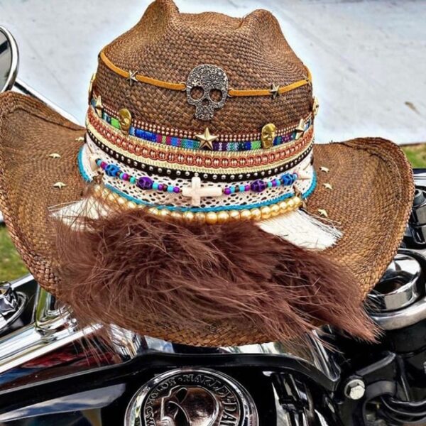 decorated hat, hats decorated in Colombia, personalized hats made from iraca palm, handmade hats with embroidery, test1234, Handmade Cowboy Hat