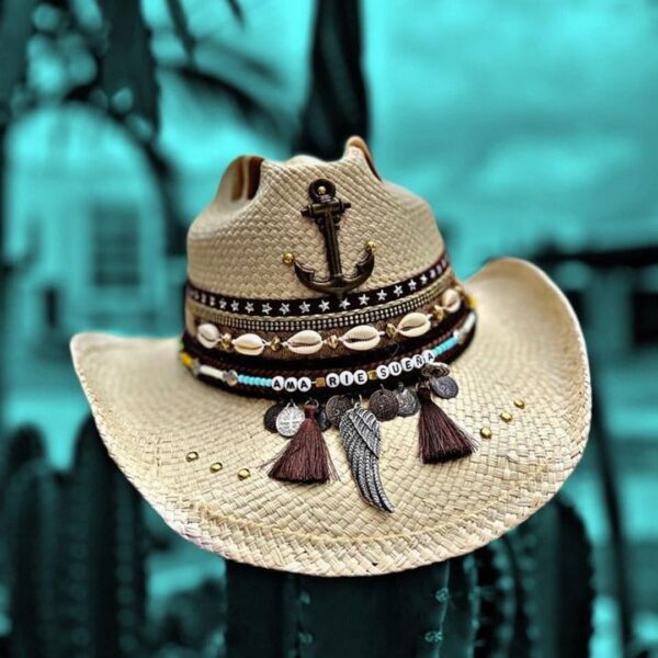 decorated hat, hats decorated in Colombia, personalized hats made from iraca palm, handmade hats with embroidery, test1234, Handmade Cowboy Hat