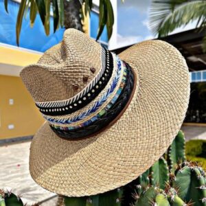 decorated hat, hats decorated in Colombia, personalized hats made from iraca palm, handmade hats with embroidery, test1234, Handmade Indiana Hat For Men