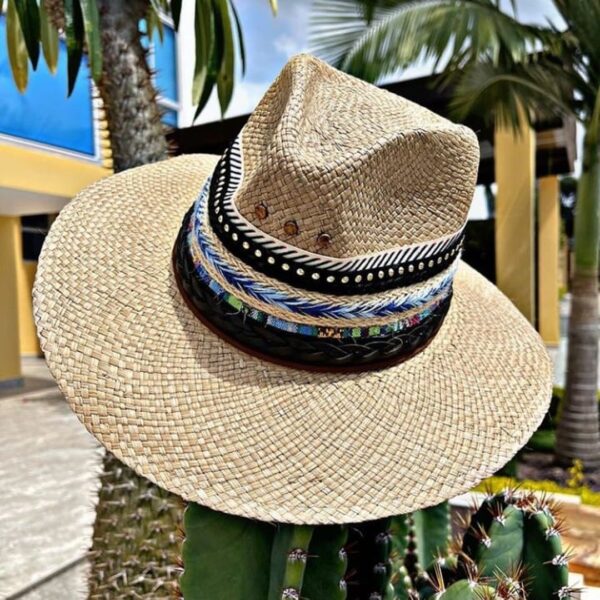 decorated hat, hats decorated in Colombia, personalized hats made from iraca palm, handmade hats with embroidery, test1234, Handmade Indiana Hat For Men