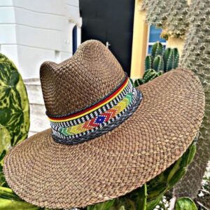 decorated hat, hats decorated in Colombia, personalized hats made from iraca palm, handmade hats with embroidery, test1234, Handmade Indiana Hat For Men