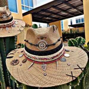 decorated hat, hats decorated in Colombia, personalized hats made from iraca palm, handmade hats with embroidery, test1234, Handmade Indiana Hat For Men