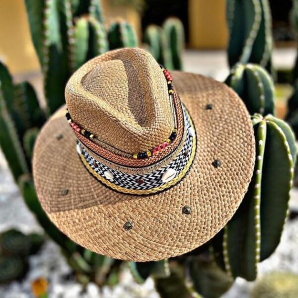 decorated hat, hats decorated in Colombia, personalized hats made from iraca palm, handmade hats with embroidery, test1234, Handmade Indiana Hat For Men