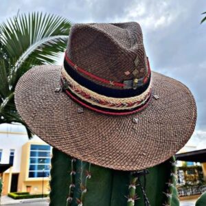 decorated hat, hats decorated in Colombia, personalized hats made from iraca palm, handmade hats with embroidery, test1234, Handmade Indiana Hat For Men
