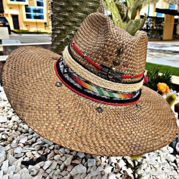 decorated hat, hats decorated in Colombia, personalized hats made from iraca palm, handmade hats with embroidery, test1234, Handmade Indiana Hat For Men