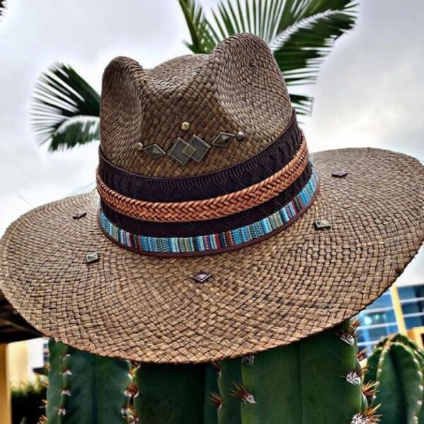 decorated hat, hats decorated in Colombia, personalized hats made from iraca palm, handmade hats with embroidery, test1234, Handmade Indiana Hat For Men