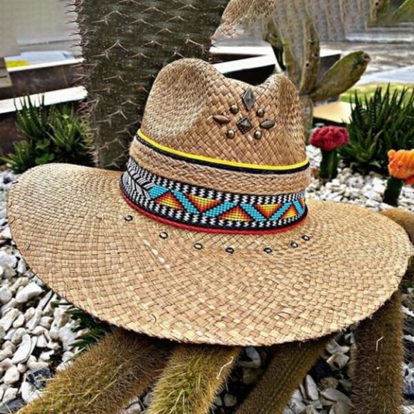 decorated hat, hats decorated in Colombia, personalized hats made from iraca palm, handmade hats with embroidery, test1234, Handmade Indiana Hat For Men
